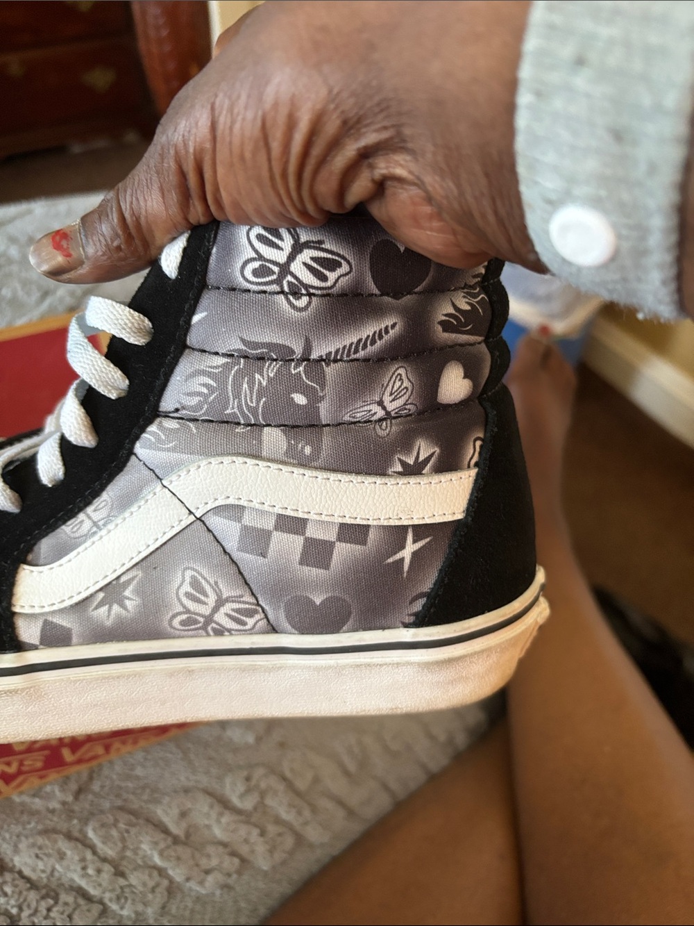 Vans Black and White High-Top Skate Sneakers - Picture 3 of 10